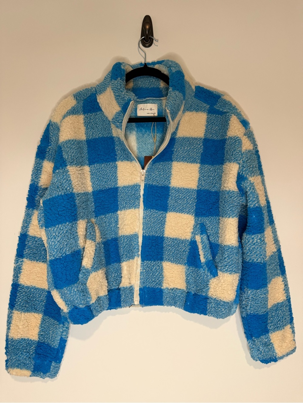 Active USA Women’s Blue & Cream Check Sherpa Jacket